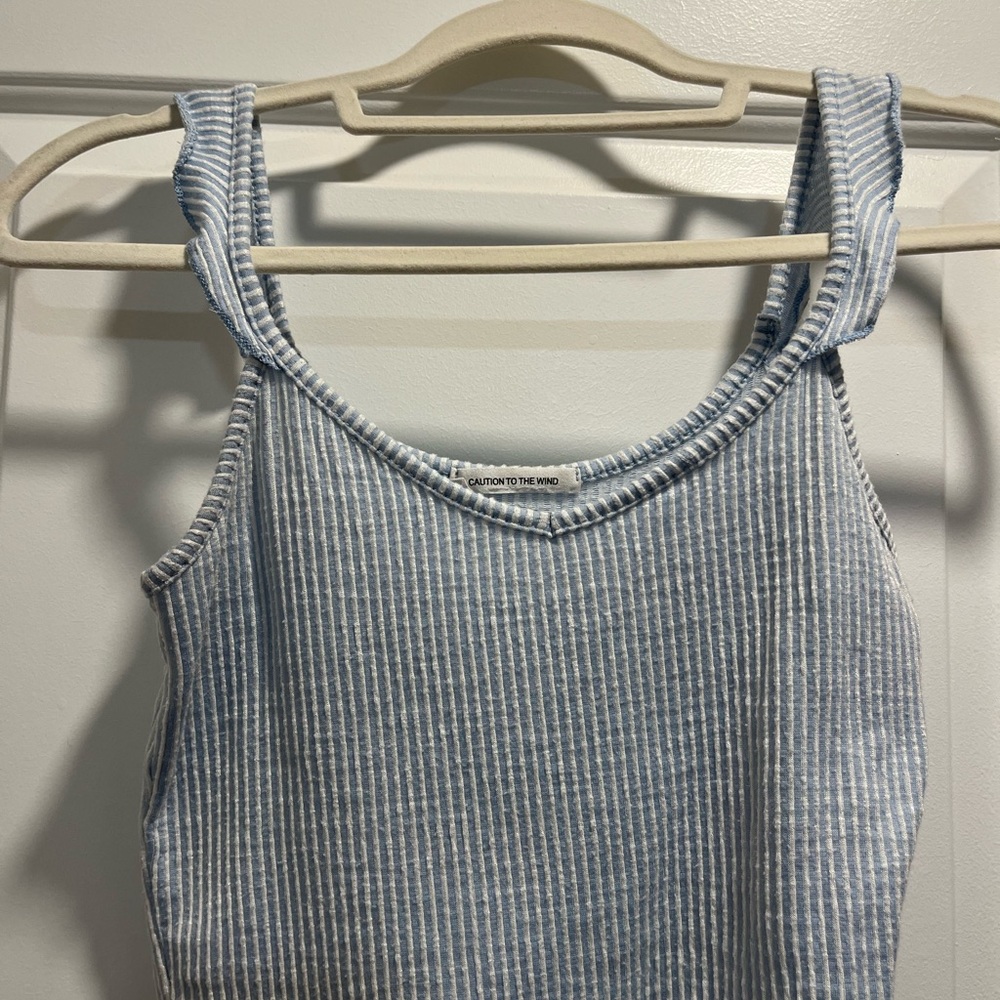 Caution To The Wind Blue and White Striped Top